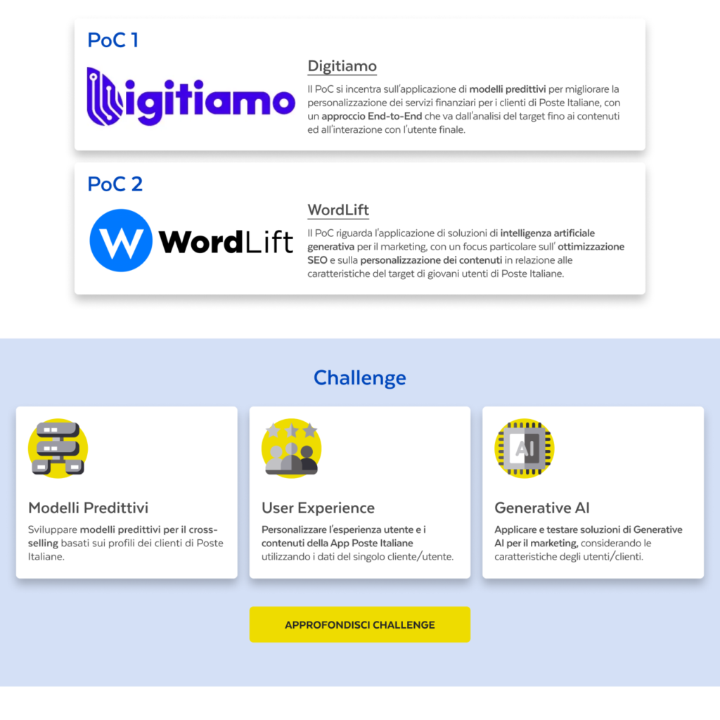 Poste Italiane: Call for Solutions - Website Pic 1
