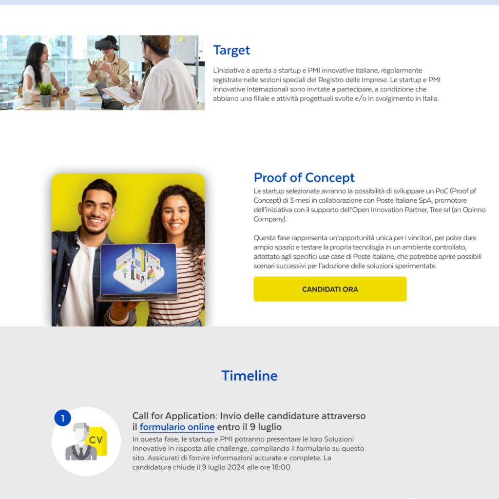 Poste Italiane: Call for Solutions - Website Pic 2